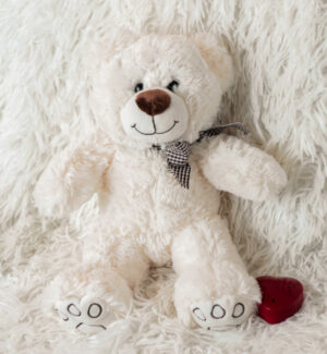 Fehér Cimbi - szívhangfelvevő plüssmaci